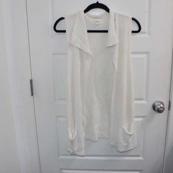 Aritzia Wilfred Cream Knit Sleeveless Open Cardigan Size Small - Picture 1 of 3